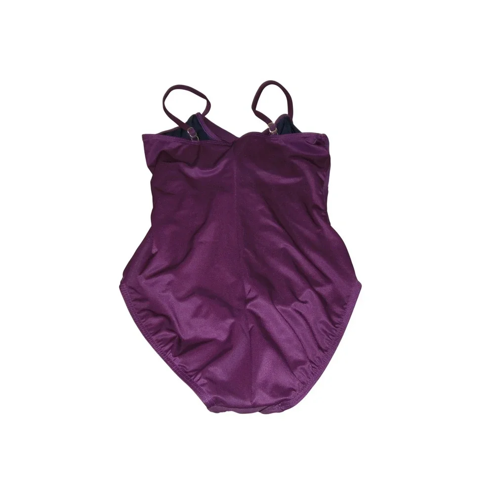 Miraclesuit One Piece Swimsuit Purple Twist Front Tummy Control Slimming Size 10